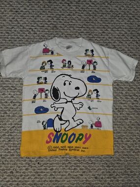 Snoopy Short-Sleeve Kids Tee in White and Yellow